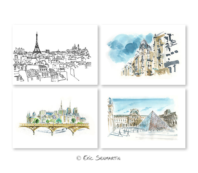 4 cartes PARIS Essentiels